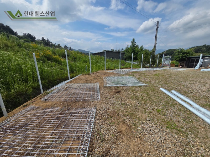 [양평휀스] 펜스 대문 설치 메쉬 휀스 매립형타입 시공