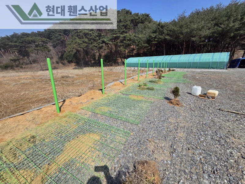 강화도휀스 펜스 울타리 - 강화도에 위치한 개인 소유지 경계에 메쉬휀스를 시공한 현장을 소개합니다.