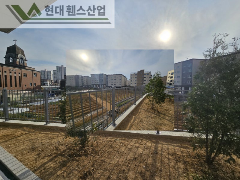 용인휀스 펜스 울타리 - 용인시 보정동에 위치한 신축 원룸빌라 경계에 추락방지용 베이직A형휀스를 시공한 현장을 소개합니다.
